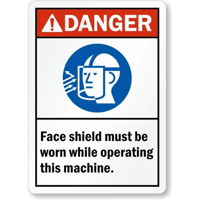 Face Shield Operating Machine Aluminum Sign — product artwork