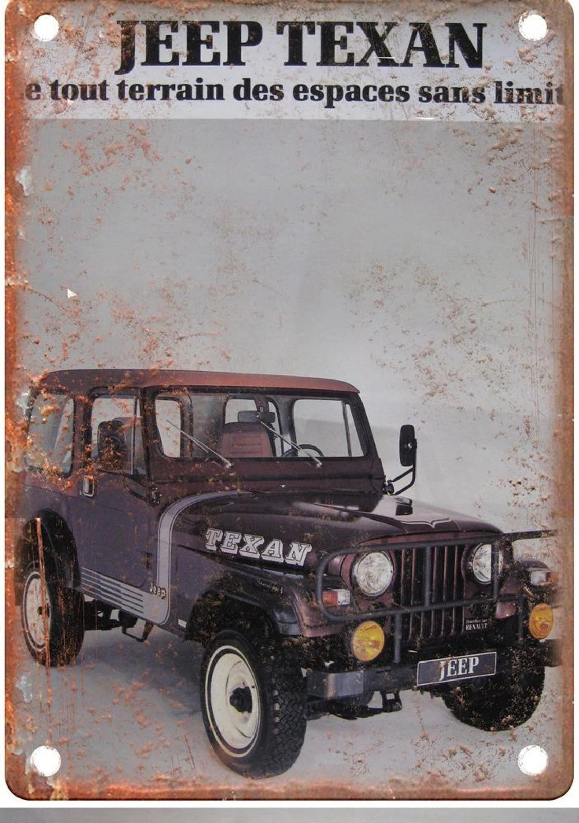 Vintage Renault Jeep Texan Retro Look Aluminum Sign — product artwork