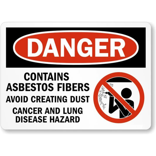 Danger Contains Asbestos Fibers Avoid Dust Symbol Aluminum Sign — product artwork