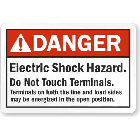 Danger Electric Shock Hazard Do Not Touch Terminals Aluminum Sign — product artwork