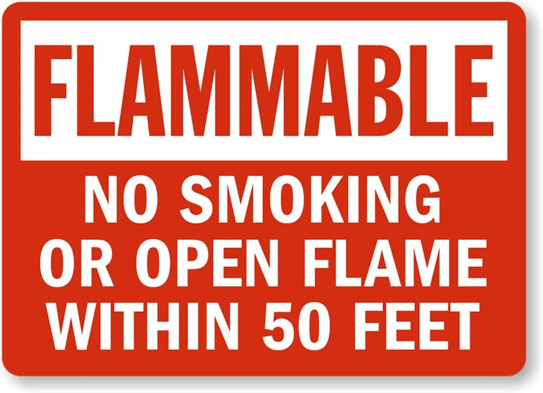 Flammable 50 Feet Aluminum Sign — product artwork
