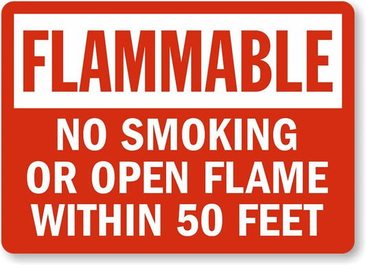 Flammable 50 Feet Aluminum Sign — product artwork