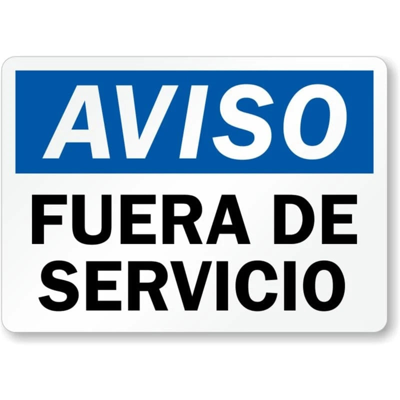 Spanish Out of Service Aluminum Sign — product artwork