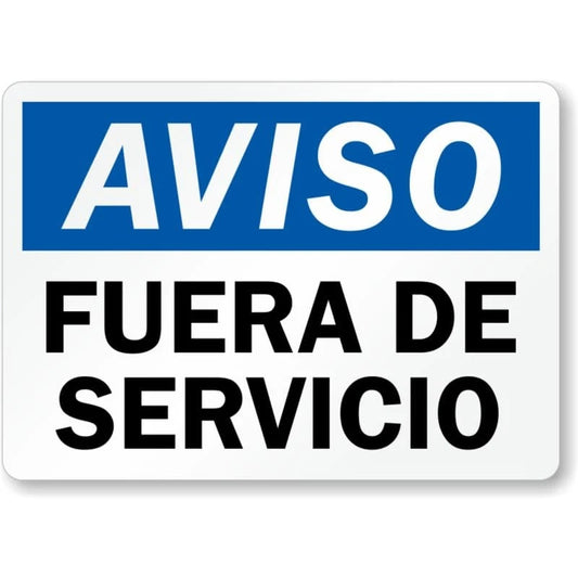 Spanish Out of Service Aluminum Sign — product artwork