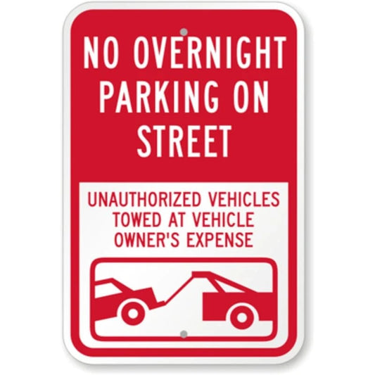 No Overnight Parking Street Aluminum Sign — product artwork