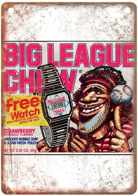 Big League Chew Strawberry Bubble Gum Aluminum Sign — product artwork
