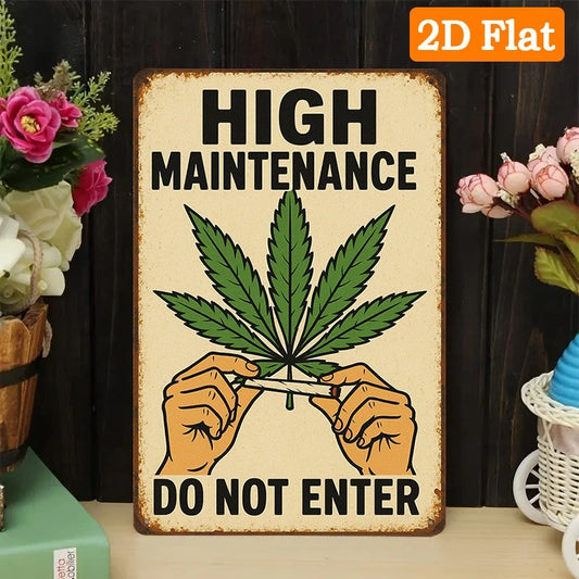 Do Not Enter Funny Black Lettering Green Leaf Aluminum Sign — product artwork