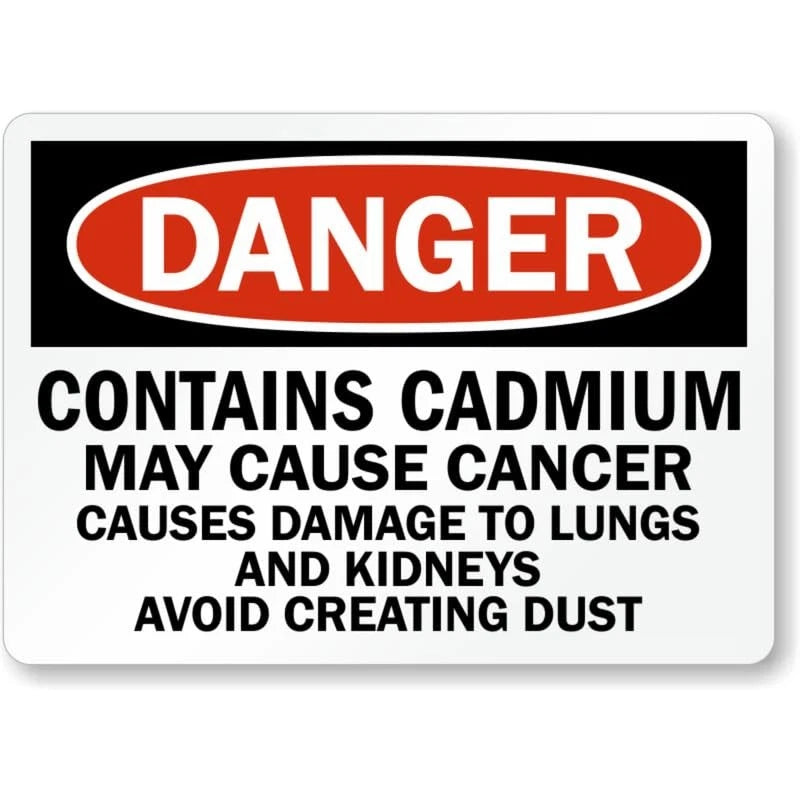 Danger Contains Cadmium Safety Aluminum Sign — product artwork