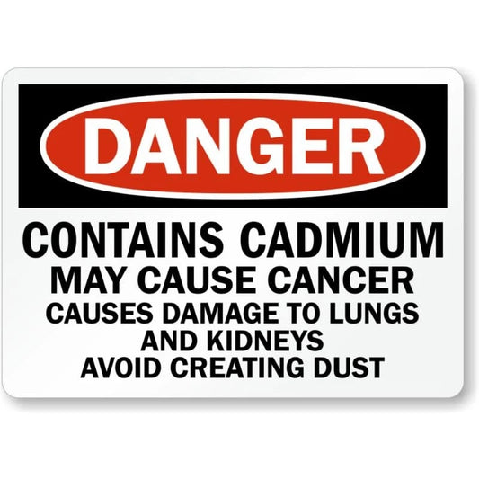 Danger Contains Cadmium Safety Aluminum Sign — product artwork