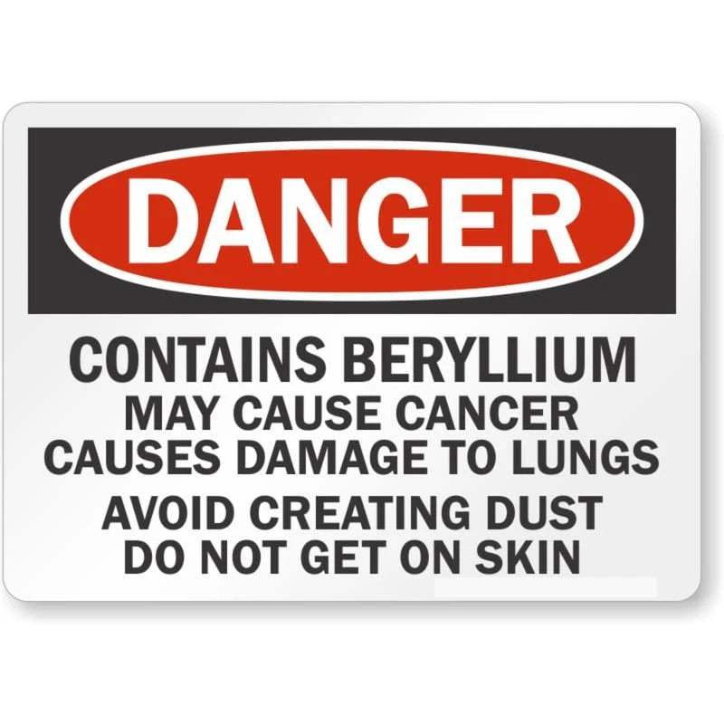 Danger Beryllium Avoid Dust Skin Aluminum Sign — product artwork