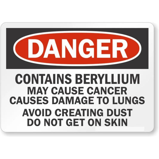 Danger Beryllium Avoid Dust Skin Aluminum Sign — product artwork