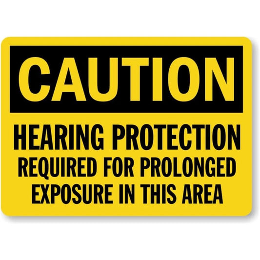 Caution Hearing Protection Required for Prolonged Exposure Sign — product artwork
