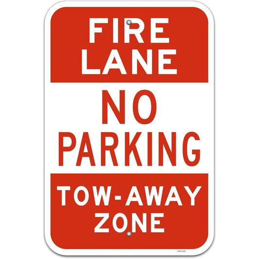 No Parking Fire Lane Tow Away Zone Aluminum Sign — product artwork