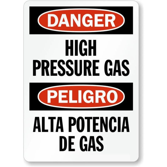 High Pressure Gas Safety Warning Aluminum Sign — product artwork