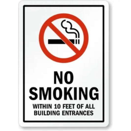 No Smoking Within 10 Feet of Building Entrances Sign — product artwork