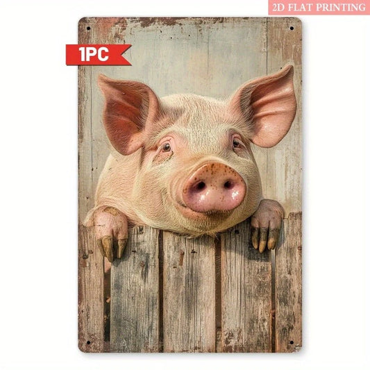 Peeking Pig Funny Farmhouse Aluminum Sign — product artwork