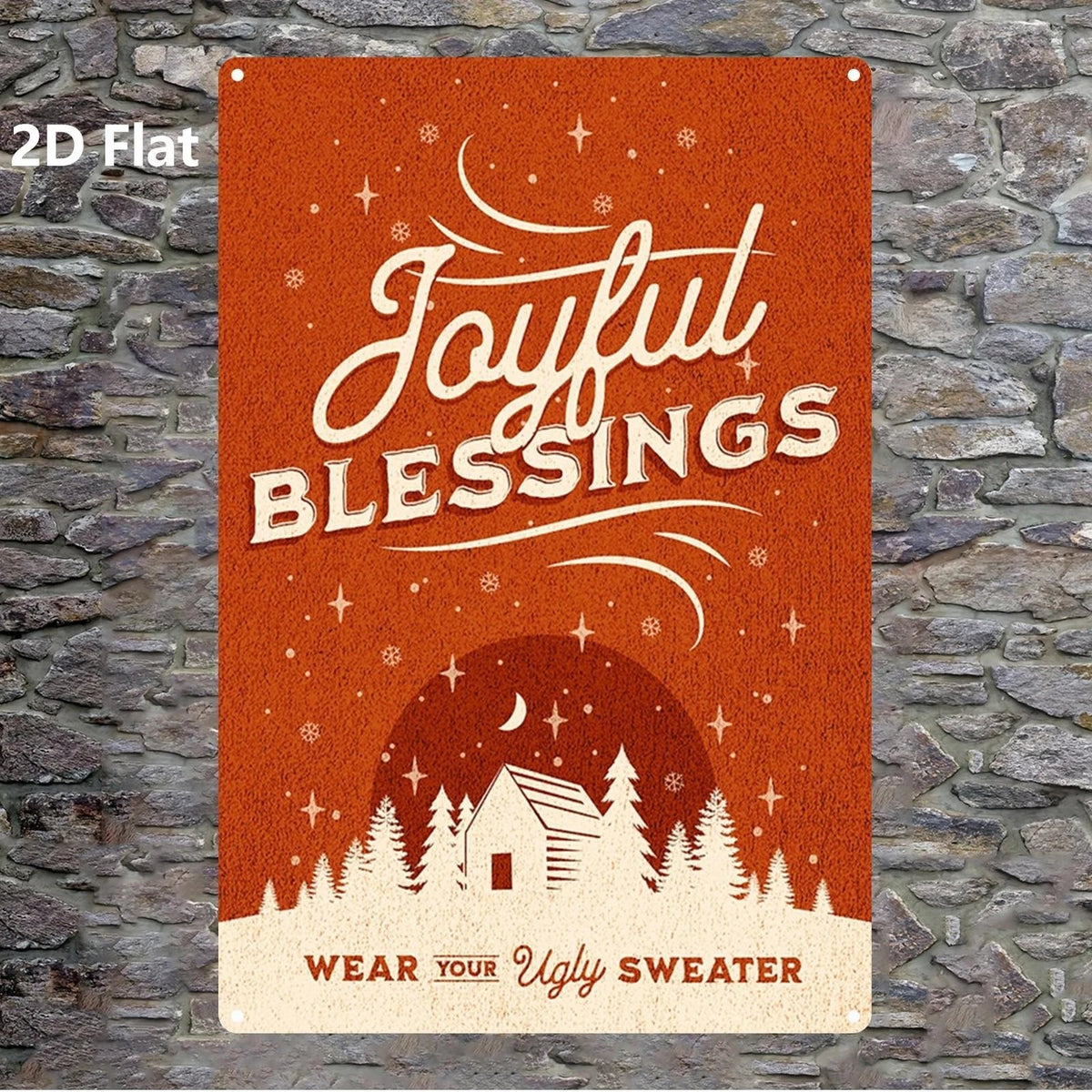Christmas Wall Art Vintage Joyful Blessings Funny Aluminum Sign — product artwork