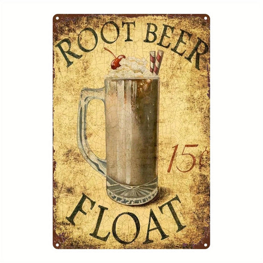 Root Beer Float Funny Retro Aluminum Sign — product artwork