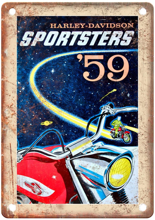 Harley-Davidson Sportsters 1959 Motorcycle Poster Aluminum Sign — product artwork