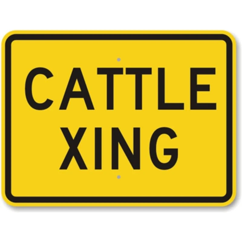 Crossing Road Cattle Warning Aluminum Sign — product artwork