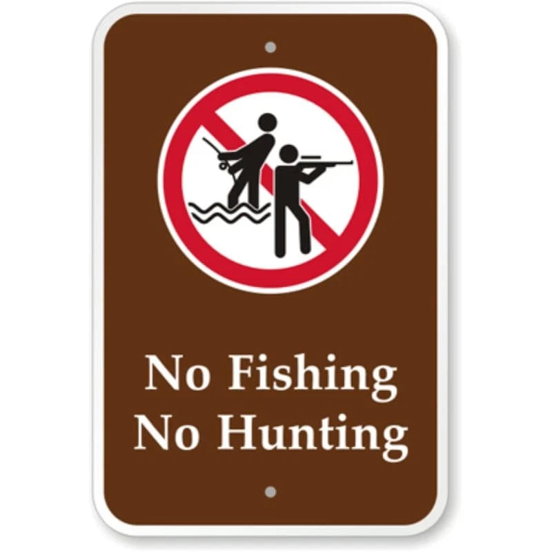 No Fishing Hunting Campground Aluminum Sign — product artwork