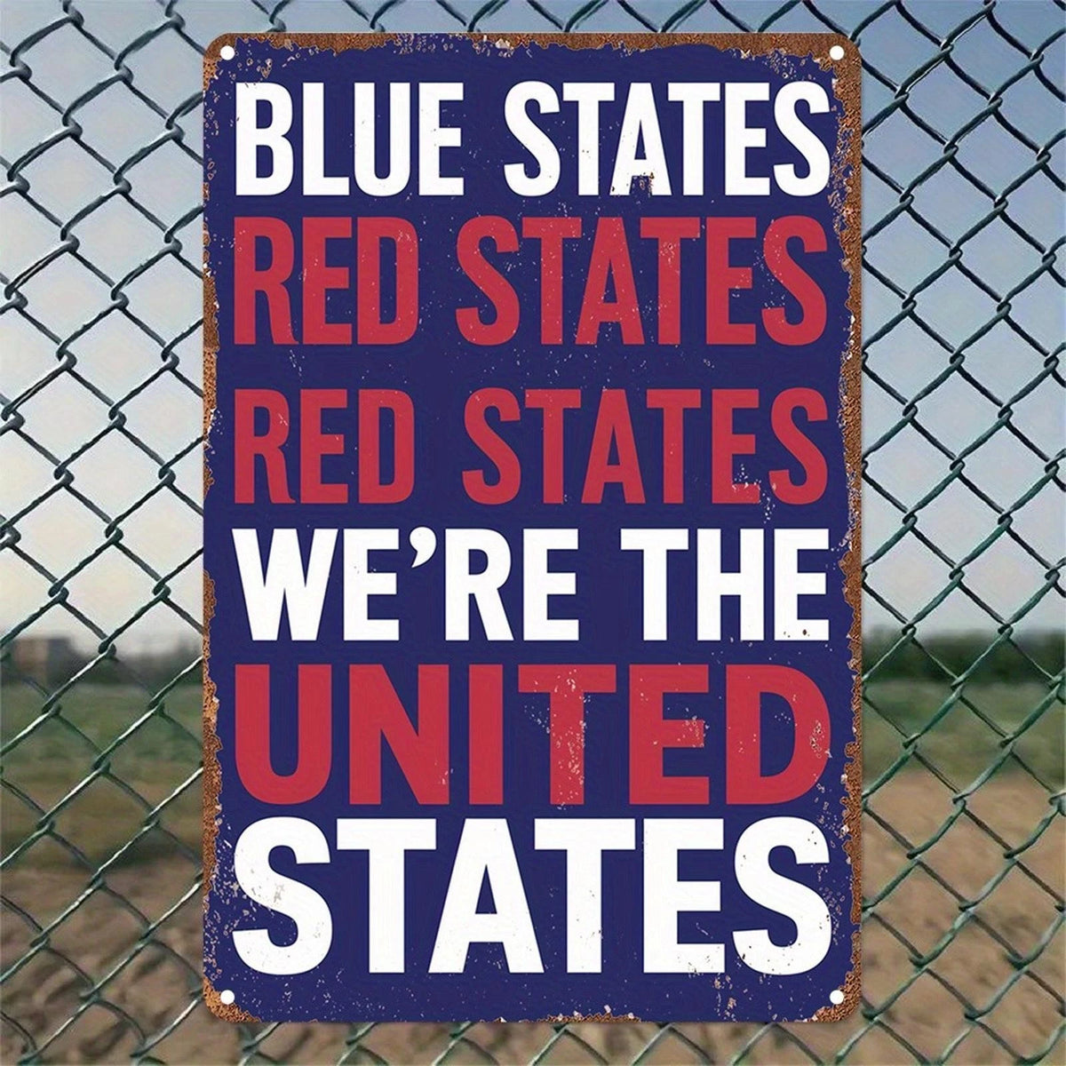Unity Patriotic Blue Red Funny Aluminum Sign — product artwork