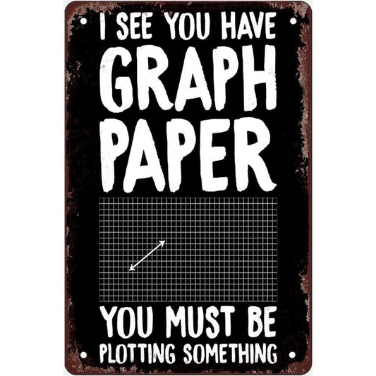 Wall Graph Paper Plotting Pun Retro Style Aluminum Sign — product artwork