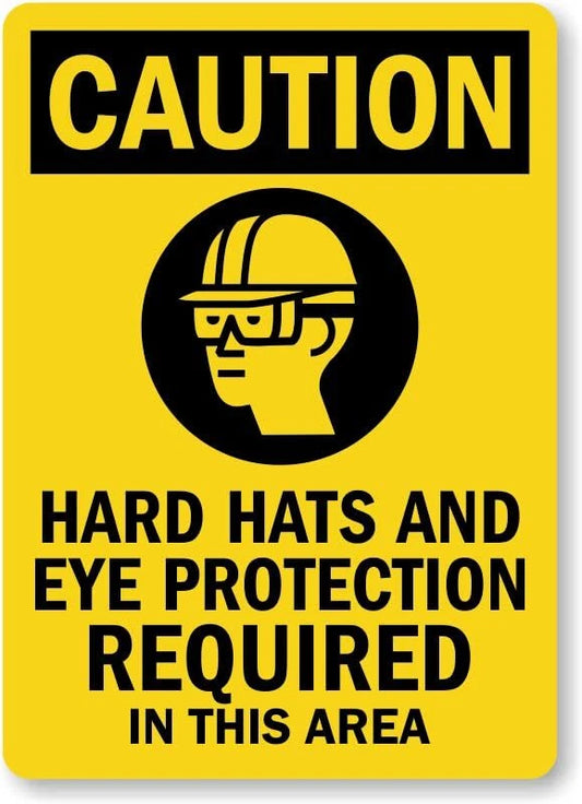 Hard Hats Ansi Caution Safety Aluminum Sign — product artwork