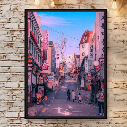 Seoul Korea Street Scene Aluminum Sign — product artwork