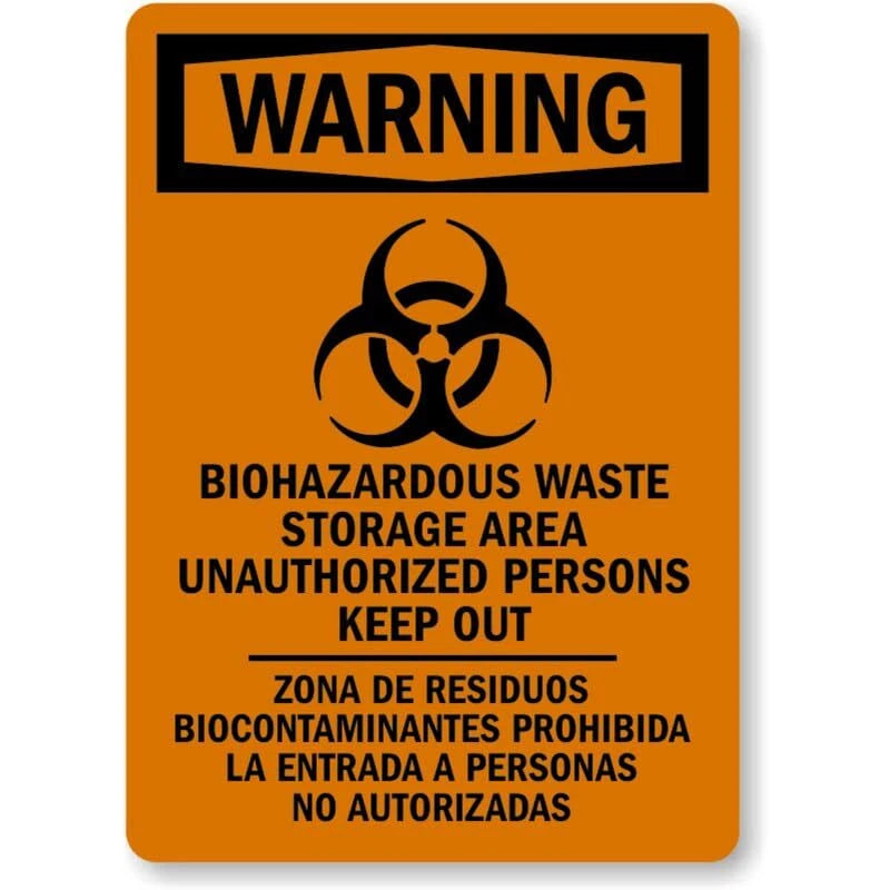 Bilingual Biohazard Aluminum Sign — product artwork