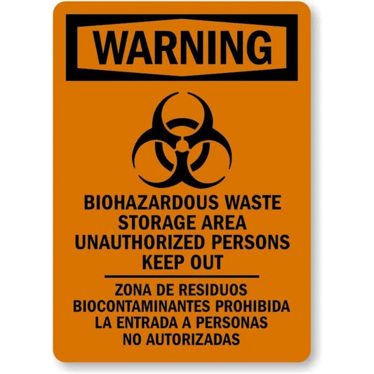 Bilingual Biohazard Aluminum Sign — product artwork