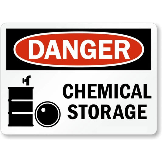 Chemical Storage Danger Warning Aluminum Sign — product artwork