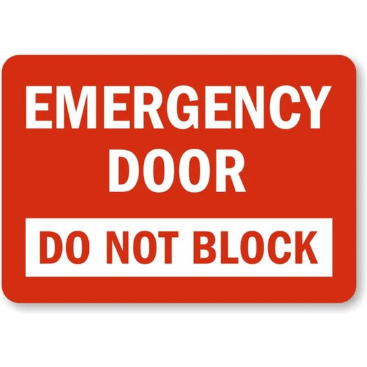 Emergency Door Do Not Block Aluminum Sign — product artwork