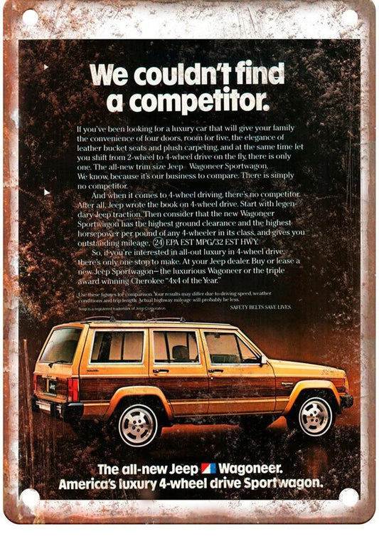 Jeep Wagoneer Vintage Auto Reproduction Aluminum Sign — product artwork