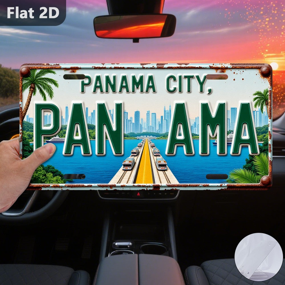 Tin Panama City Retro Decorative Aluminum Plate — product artwork