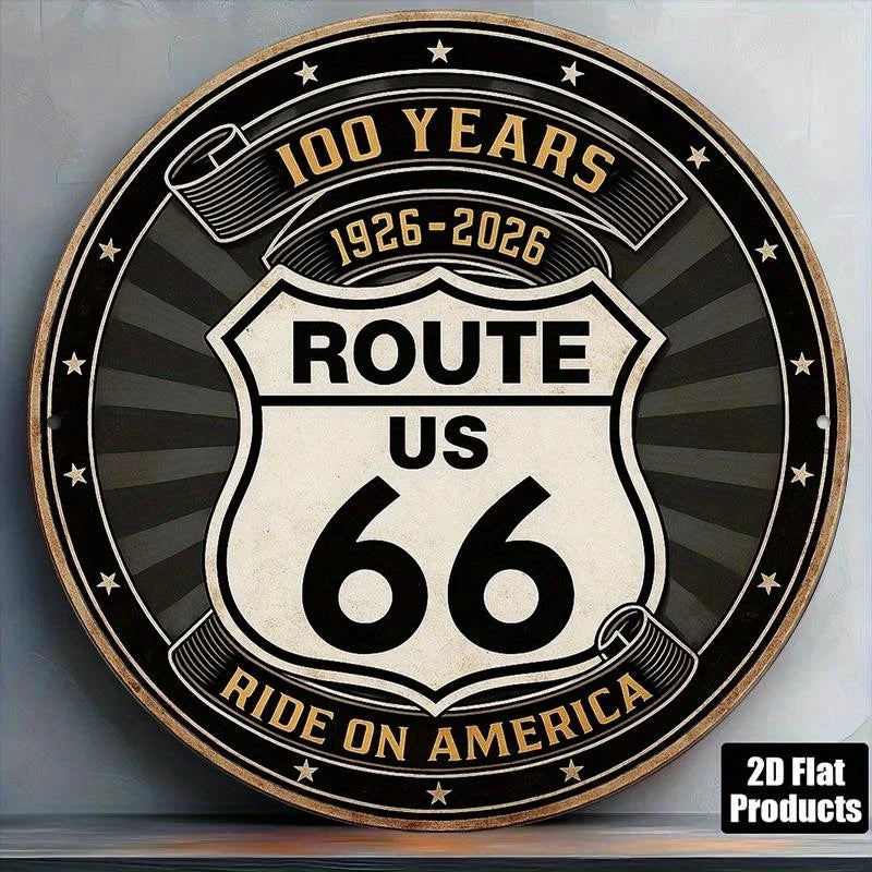 Vintage French Language Route Funny Round Aluminum Sign — product artwork