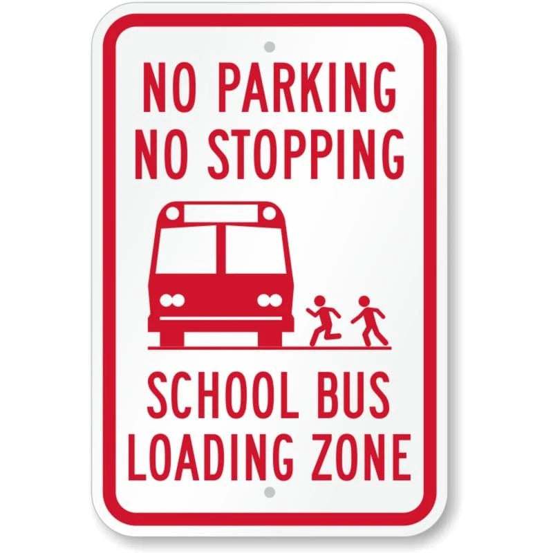 No Parking School Bus Loading Zone Aluminum Sign — product artwork