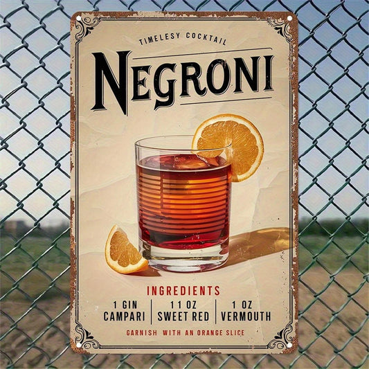 Negroni Funny Retro Bar Kitchen Aluminum Sign — product artwork