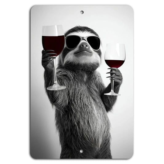 Sloth Wine Vertical Funny Aluminum Sign — product artwork