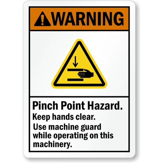 Warning Pinch Point Keep Hands Clear Aluminum Sign — product artwork