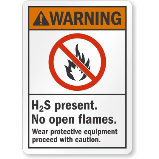 Hydrogen Sulfide Present Caution Ansi Warning Aluminum Sign — product artwork