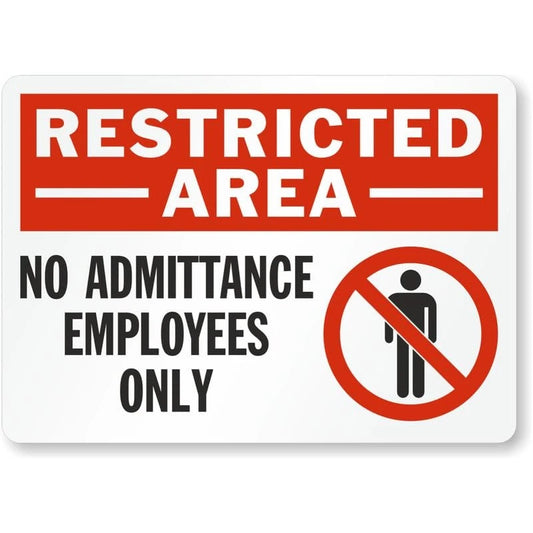 Employees Restricted Area Aluminum Sign — product artwork