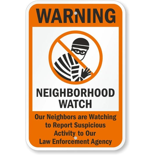 Neighborhood Watch Neighbors Report Suspicious Activity Sign — product artwork