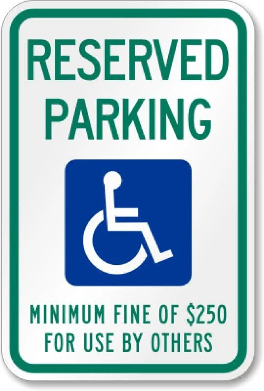 Reserved Parking Minimum $250 Fine for Unauthorized Use Sign — product artwork
