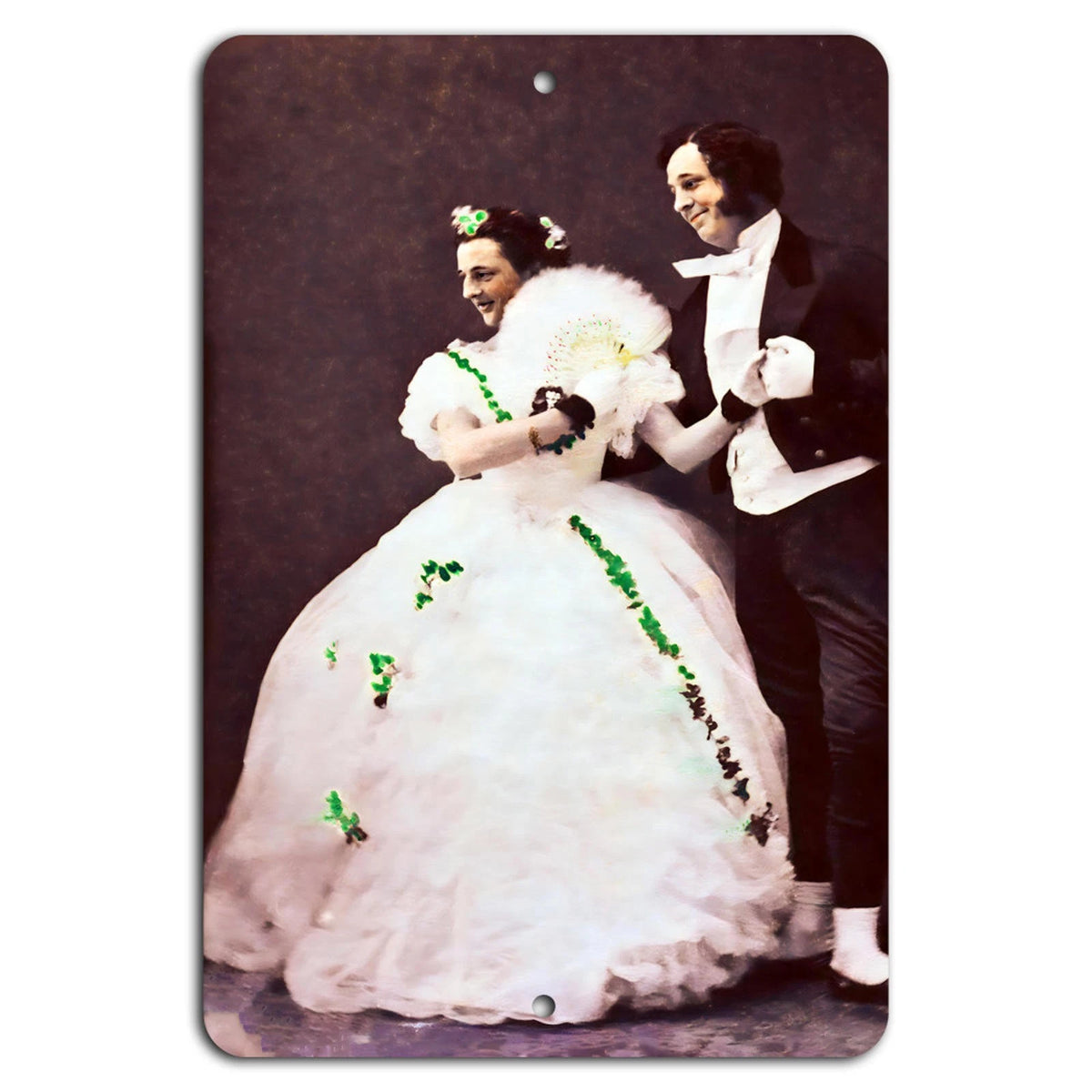 Victorian Couple Formal Dance Portrait Aluminum Sign — product artwork