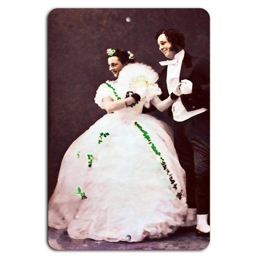 Victorian Couple Formal Dance Portrait Aluminum Sign — product artwork