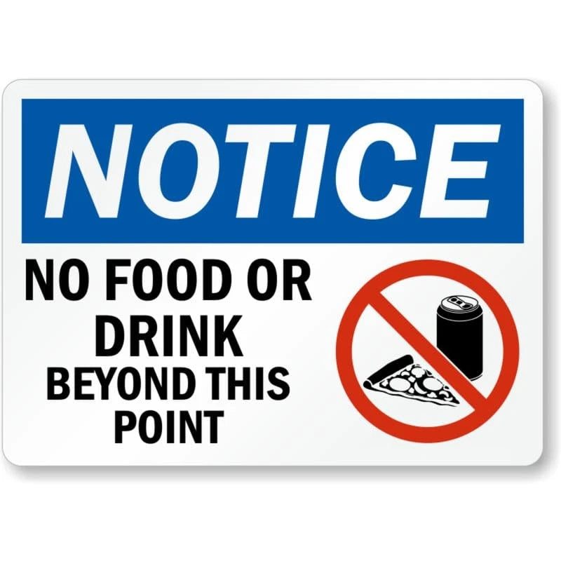 No Food or Drink Beyond Aluminum Sign — product artwork