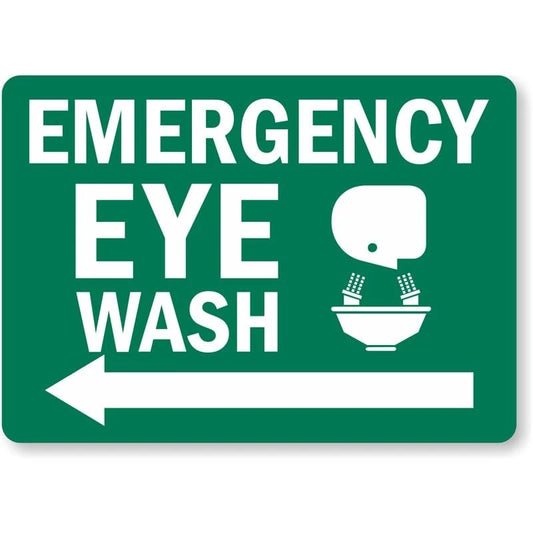 Emergency Eye Wash Left Arrow Aluminum Sign — product artwork