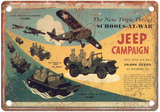 Jeep Campaign Poster Vintage World War II Aluminum Sign — product artwork