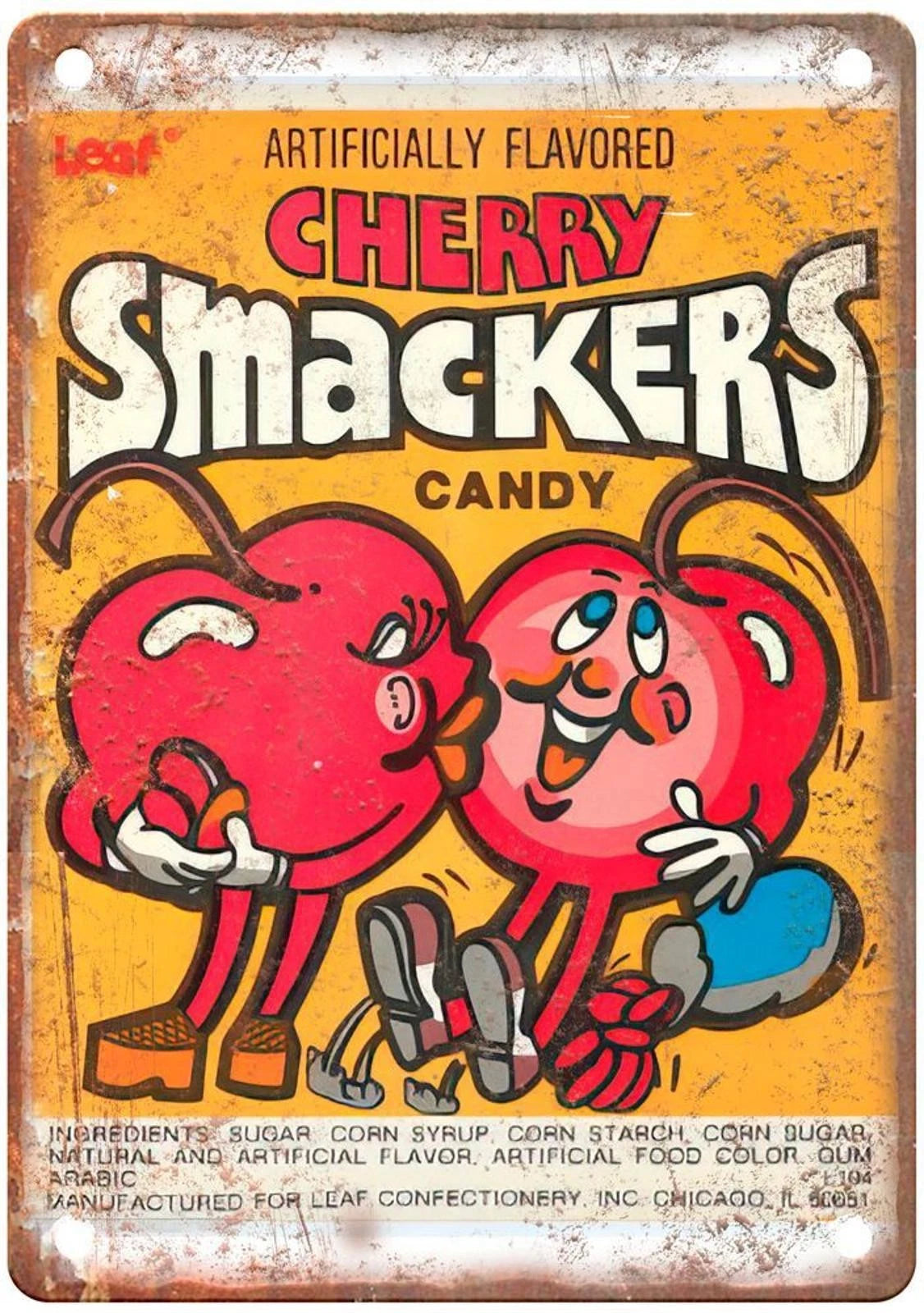 Cherry Smackers Candy Vintage Aluminum Sign — product artwork